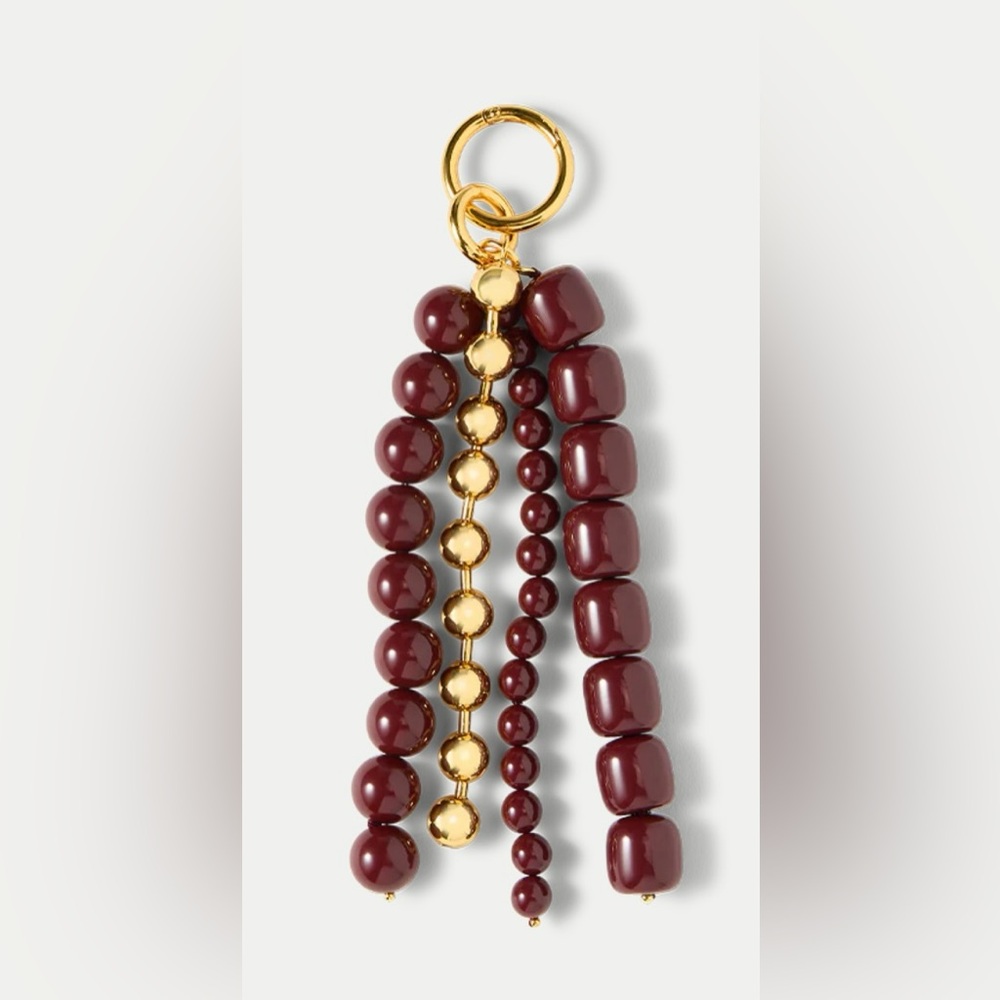Veronica Beard Oxblood/Gold Beaded Bag Charm by Julietta❤️❤️